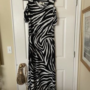 Chico’s zebra print cold shoulder maxi